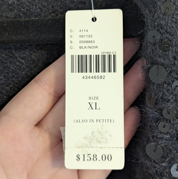 NWT Knitted & Knotted Anthropologie Black Sequin Detail Cropped Cardigan - Picture 6 of 7